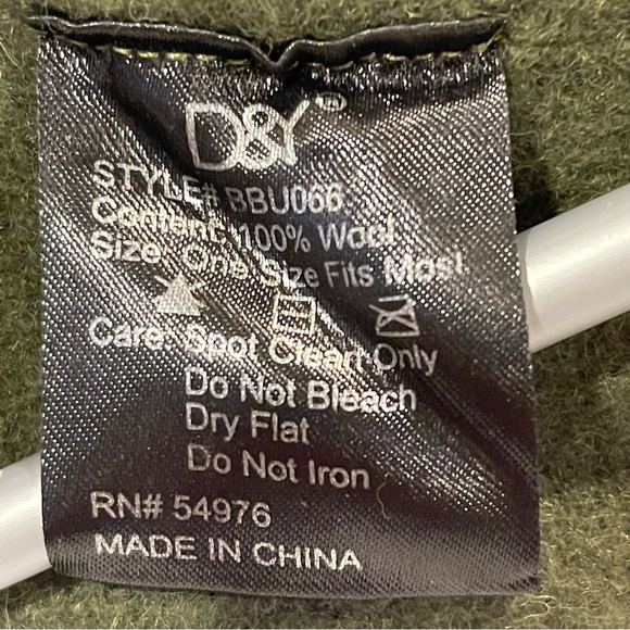 D&Y Wool Winter Hat W/Silver Studs W/Bow Army Green One Size - Picture 5 of 5